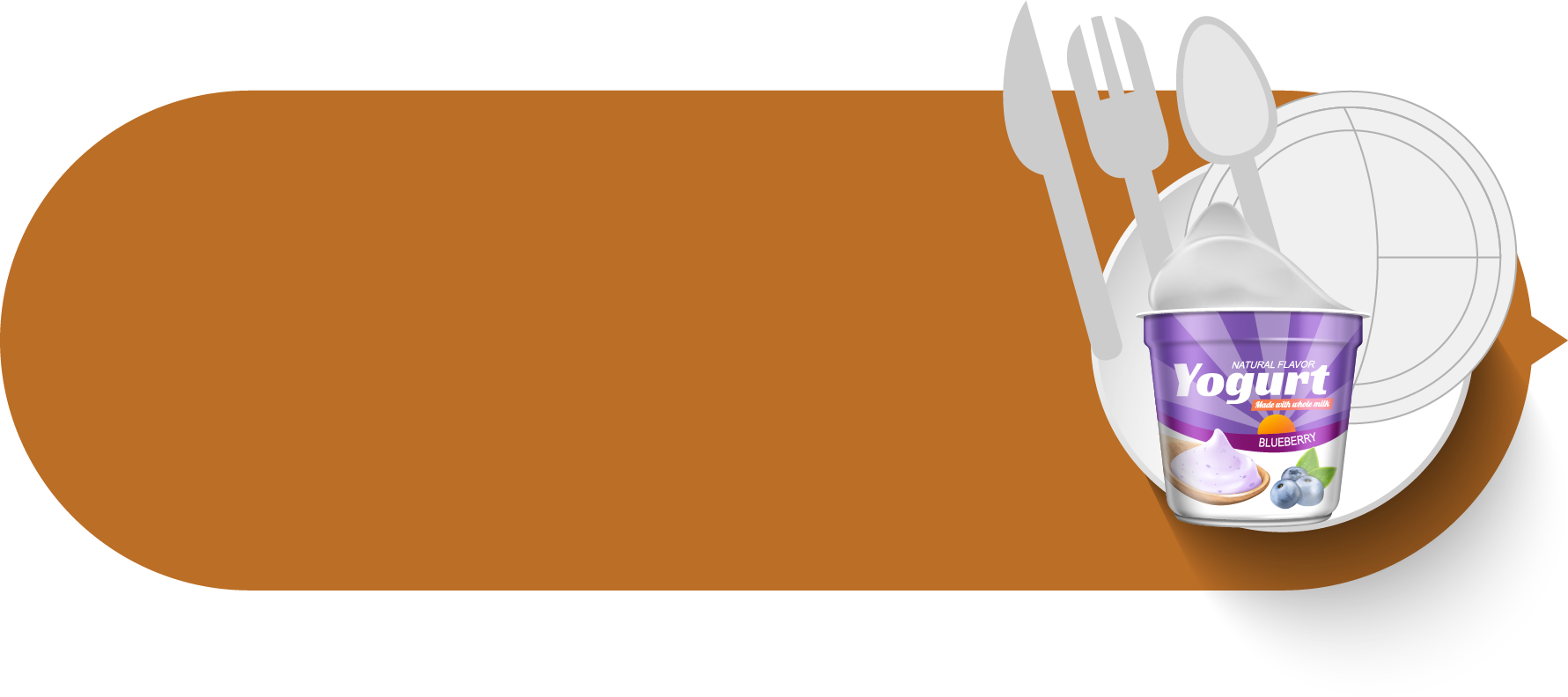 Graphic depicting foam plate, plastic utensils and yogurt container